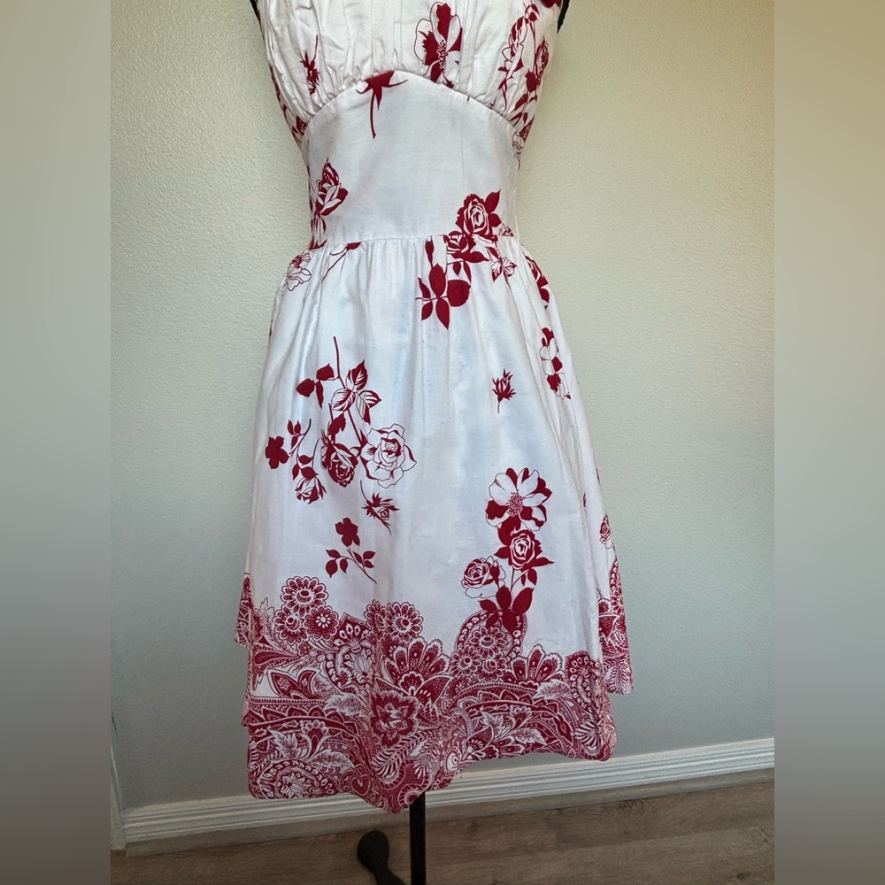 Ruby Rox Spaghetti Strap White And Red Floral Dre… - image 4